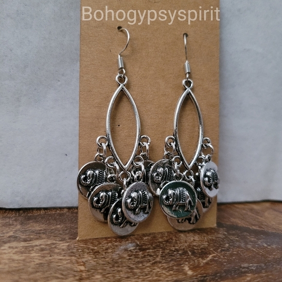 Boho Elephant Tassel Dangle Earrings - Picture 14 of 17